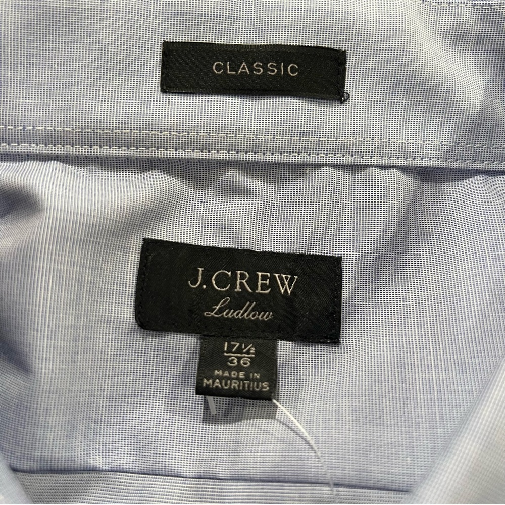 NEW J.Crew Men's Ludlow Stretch Cotton Dress Shirt Fairweather Blue 17.5/36‎ - Picture 11 of 16